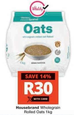 Housebrand Wholegrain Rolled Oats 1kg
