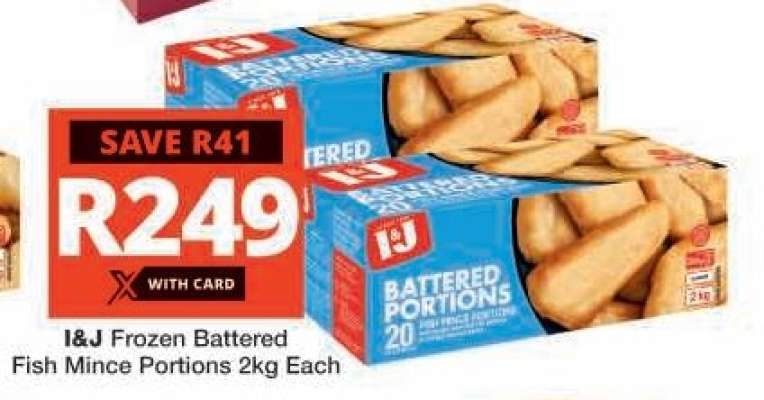 I&J Frozen Battered Fish Mince Portions 2kg Each