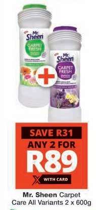 Mr. Sheen Carpet Care All Variants 2 x 600g