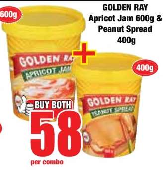 GOLDEN RAY Apricot Jam 600g & Peanut Spread 400g