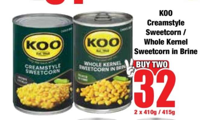 KOO Creamstyle Sweetcorn / Whole Kernel Sweetcorn In Brine