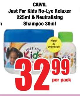 CAIVIL Just For Kids No-Lye Relaxer 225ml & Neutralising Shampoo 30ml