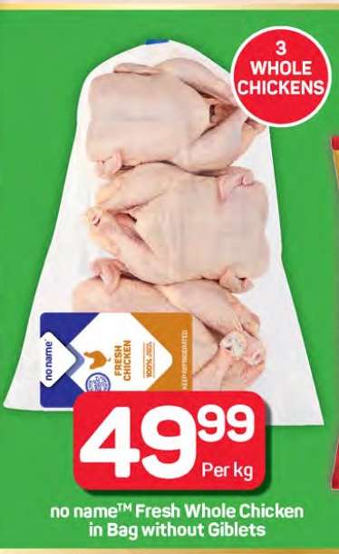 no name™ Fresh Whole Chicken in Bag Without Giblets