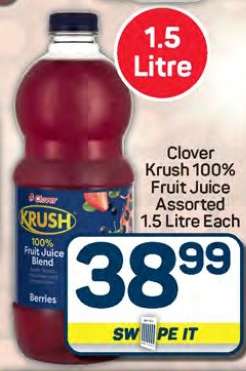 Clover Krush 100% Fruit Juice Assorted