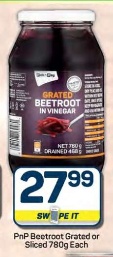 PnP Beetroot Grated or Sliced 780g