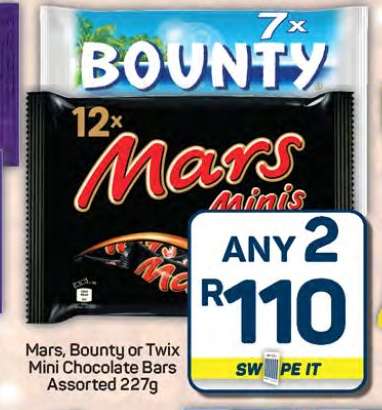 Mars, Bounty or Twix Mini Chocolate Bars Assorted 227g