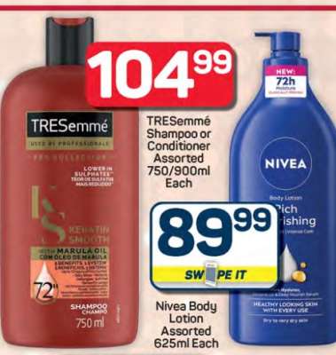 TRESemmé Shampoo or Conditioner Assorted 750/900ml Each