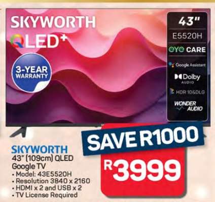 SKYWORTH 43" QLED Google TV
