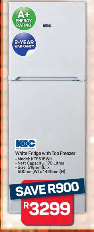 White Fridge with Top Freezer