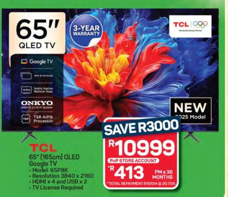 TCL 65" QLED Google TV