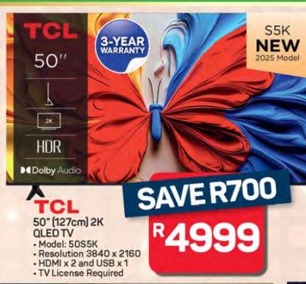 TCL 50'' (127cm) 2K QLED TV