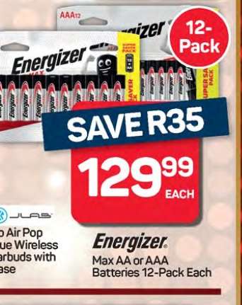 Energizer Max AA or AAA Batteries 12-Pack