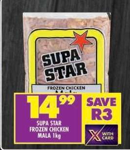 SUPA STAR FROZEN CHICKEN MALA 1kg