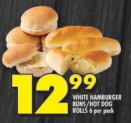 WHITE HAMBURGER BUNS/HOT DOG ROLLS