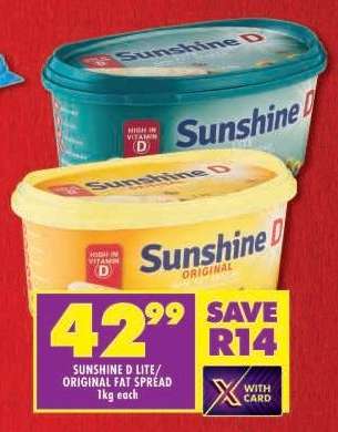 SUNSHINE D LITE/ORIGINAL FAT SPREAD