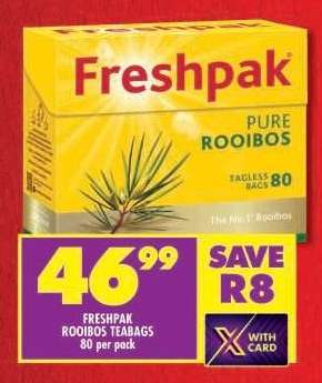 FRESHPAK ROOIBOS TEABAGS 80 per pack