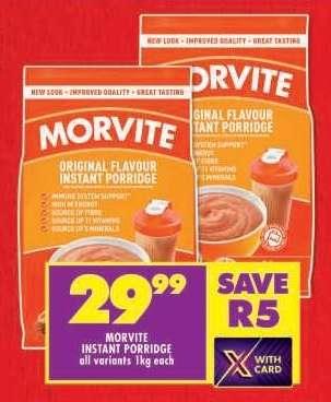 MORVITE INSTANT PORRIDGE all variants 1kg each