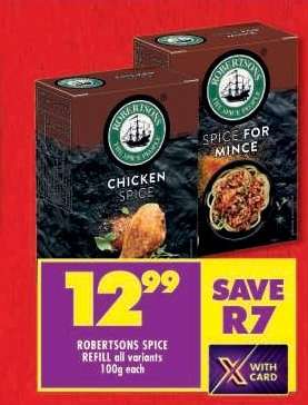 ROBERTSONS SPICE REFILL all variants 100g each