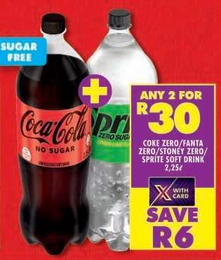 Coke Zero/Fanta Zero/Stoney Zero/Sprite Soft Drink 2.25L