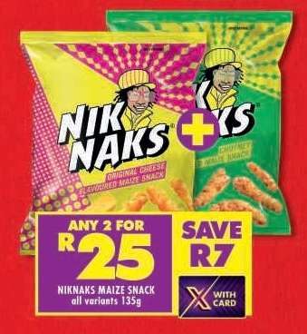 NIKNAKS MAIZE SNACK all variants 135g