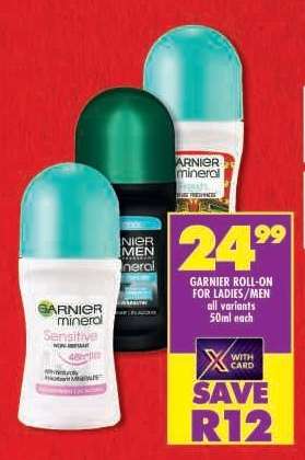 GARNIER ROLL-ON FOR LADIES/MEN