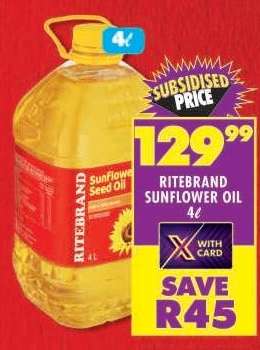 RITEBRAND SUNFLOWER OIL 4ℓ