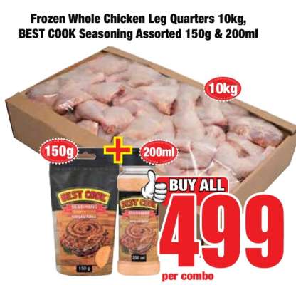 Frozen Whole Chicken Leg Quarters 10kg, BEST COOK Seasoning Assorted 150g & 200ml