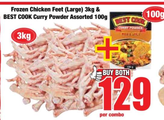 Frozen Chicken Feet (Large) 3kg & BEST COOK Curry Powder Assorted 100g