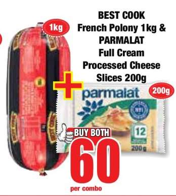 BEST COOK French Polony 1kg & PARMALAT Full Cream Processed Cheese Slices 200g