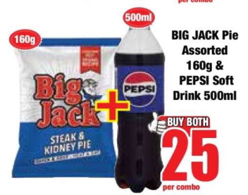 BIG JACK Pie Assorted 160g & PEPSI Soft Drink 500ml