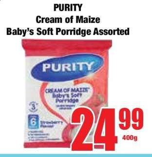 PURITY Cream of Maize Baby's Soft Porridge Assorted