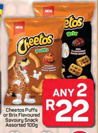 Cheetos Puffs or Brix Flavoured Savoury Snack Assorted 100g