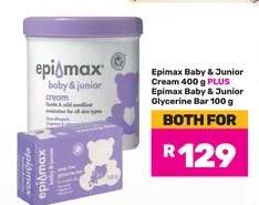 Epimax Baby & Junior Cream 400 g PLUS Epimax Baby & Junior Glycerine Bar 100 g