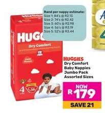 Huggies Dry Comfort Baby Nappies Jumbo Pack Assorted Sizes