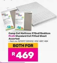 Camp Cot Mattress and Fitted Sheet