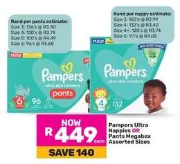 Pampers Ultra Nappies OR Pants Megabox Assorted Sizes