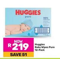 Huggies Baby Wipes Pure 12 Pack