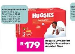 Huggies Dry Comfort Nappies Jumbo Pack Assorted Sizes
