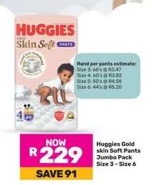 Huggies Gold skin Soft Pants Jumbo Pack Size 3 - Size 6