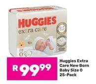 Huggies Extra Care New Born Baby Size 0 25-Pack