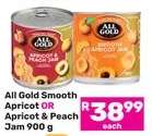 All Gold Smooth Apricot OR Apricot & Peach Jam 900 g