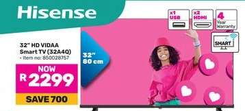Hisense 32" HD VIDAA Smart TV (32A4Q)