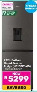 222 L Bottom Mount Freezer Fridge (H310BIT-WD)