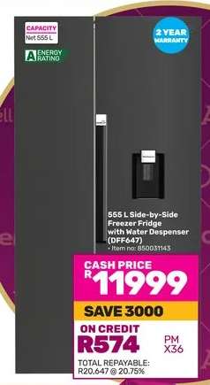 555 L Side-by-Side Freezer Fridge with Water Dispenser (DFF647)