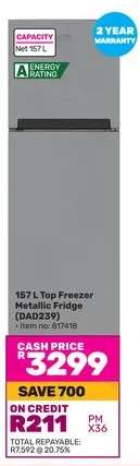 157 L Top Freezer Metallic Fridge (DAD239)