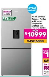 463 L Bottom Freezer Fridge with Water Dispenser (H610BS-WD)