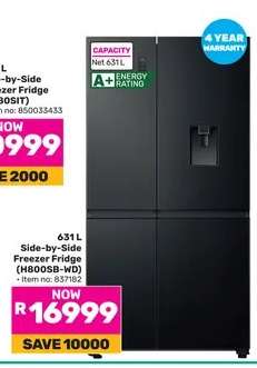 631 L Side-by-Side Freezer Fridge (H800SB-WD)