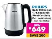 PHILIPS Daily Collection 1.7 L Stainless Steel Cordless Kettle (HD9350)