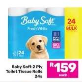Baby Soft 2 Ply Toilet Tissue Rolls 24s