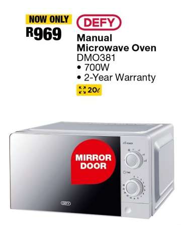 DEFY Manual Microwave Oven DMO381